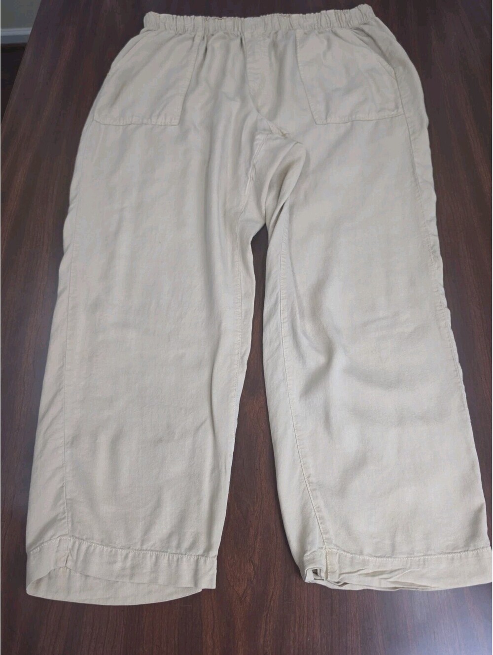 Wonderly Size XL Beige 100% Lyocell Wide Leg Pull On Pants Casual Lounge Crop